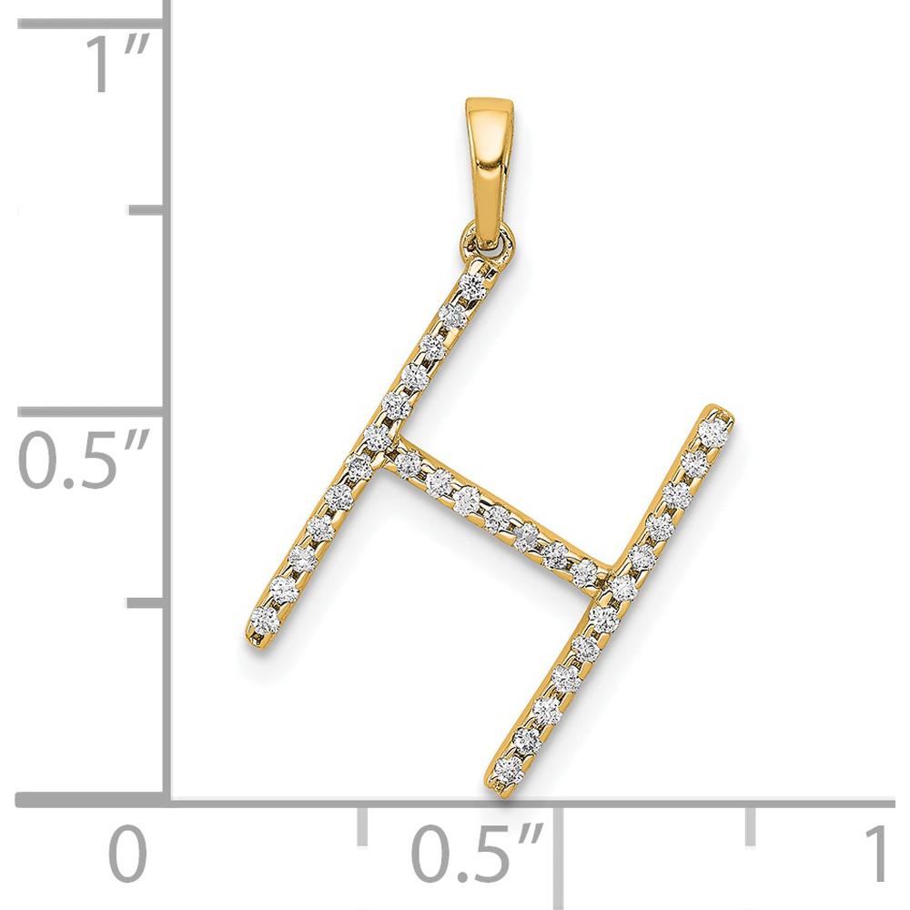 14K Yellow Gold Diamond Letter "H" Pendant with Round Diamonds by Oro Pregiato