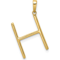 14K Yellow Gold Diamond Letter "H" Pendant with Round Diamonds by Oro Pregiato
