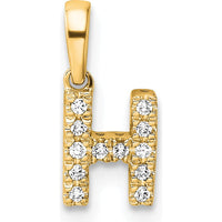14K Yellow Gold Diamond Letter H Pendant with Sparkling Diamonds by Oro Pregiato