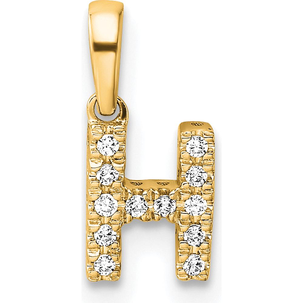 14K Yellow Gold Diamond Letter H Pendant with Sparkling Diamonds by Oro Pregiato