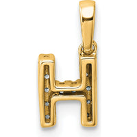 14K Yellow Gold Diamond Letter H Pendant with Sparkling Diamonds by Oro Pregiato