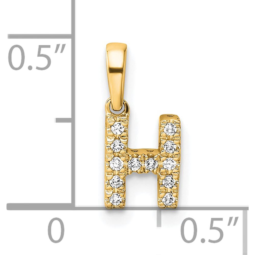 14K Yellow Gold Diamond Letter H Pendant with Sparkling Diamonds by Oro Pregiato