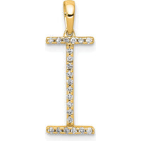 14K Yellow Gold Diamond Letter I Initial Pendant - Polished Finish by Oro Pregiato