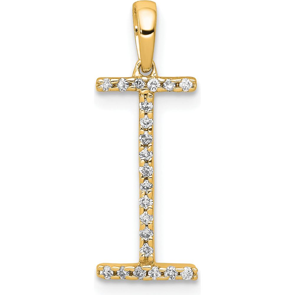 14K Yellow Gold Diamond Letter I Initial Pendant - Polished Finish by Oro Pregiato