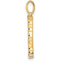 14K Yellow Gold Diamond Letter I Initial Pendant - Polished Finish by Oro Pregiato