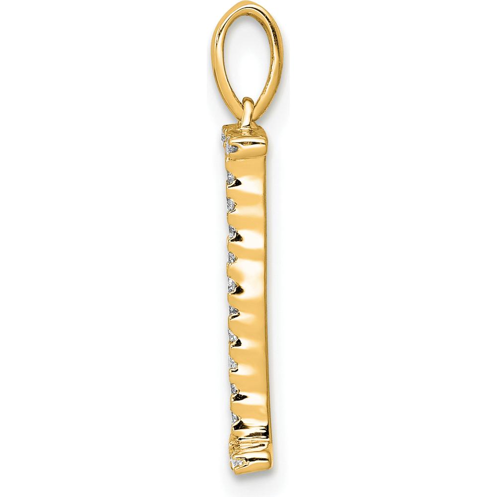 14K Yellow Gold Diamond Letter I Initial Pendant - Polished Finish by Oro Pregiato