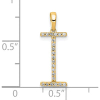 14K Yellow Gold Diamond Letter I Initial Pendant - Polished Finish by Oro Pregiato