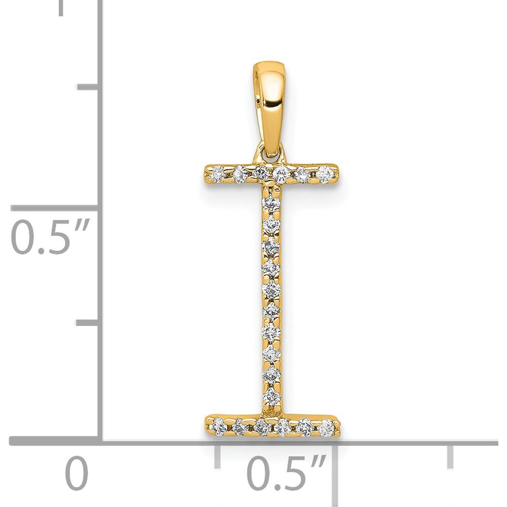 14K Yellow Gold Diamond Letter I Initial Pendant - Polished Finish by Oro Pregiato