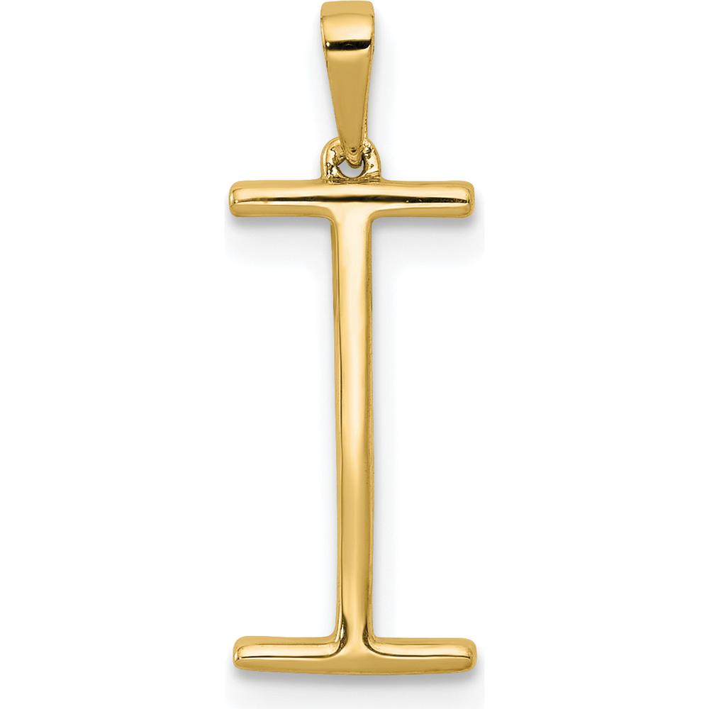 14K Yellow Gold Diamond Letter I Initial Pendant - Polished Finish by Oro Pregiato