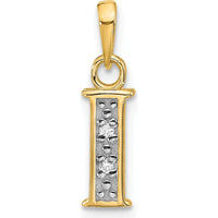 14K Yellow Gold Diamond Letter "I" Initial Pendant with Round Diamonds - 0.02 Carat Total Diamond Weight by Oro Pregiato