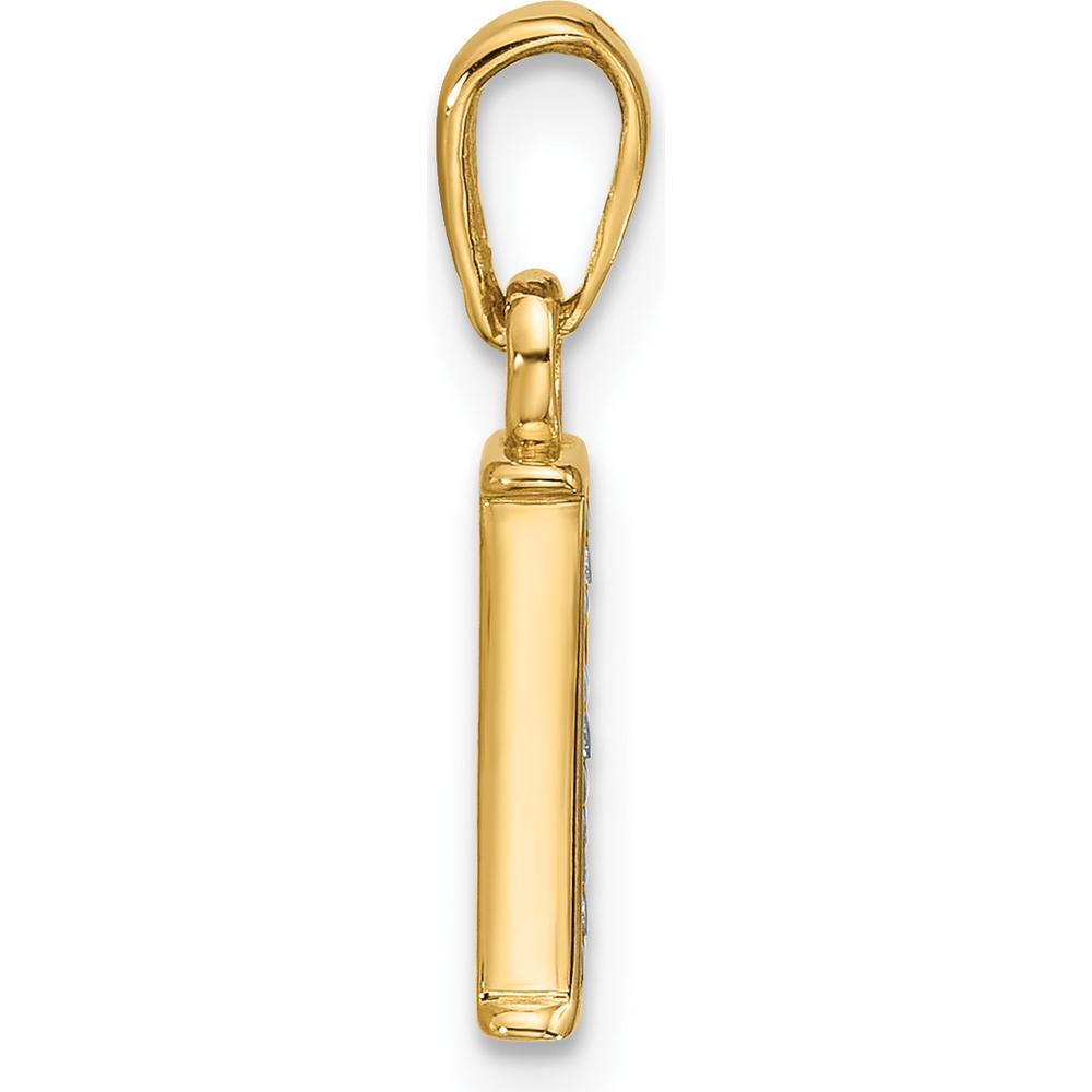 14K Yellow Gold Diamond Letter "I" Initial Pendant with Round Diamonds - 0.02 Carat Total Diamond Weight by Oro Pregiato