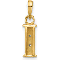 14K Yellow Gold Diamond Letter "I" Initial Pendant with Round Diamonds - 0.02 Carat Total Diamond Weight by Oro Pregiato