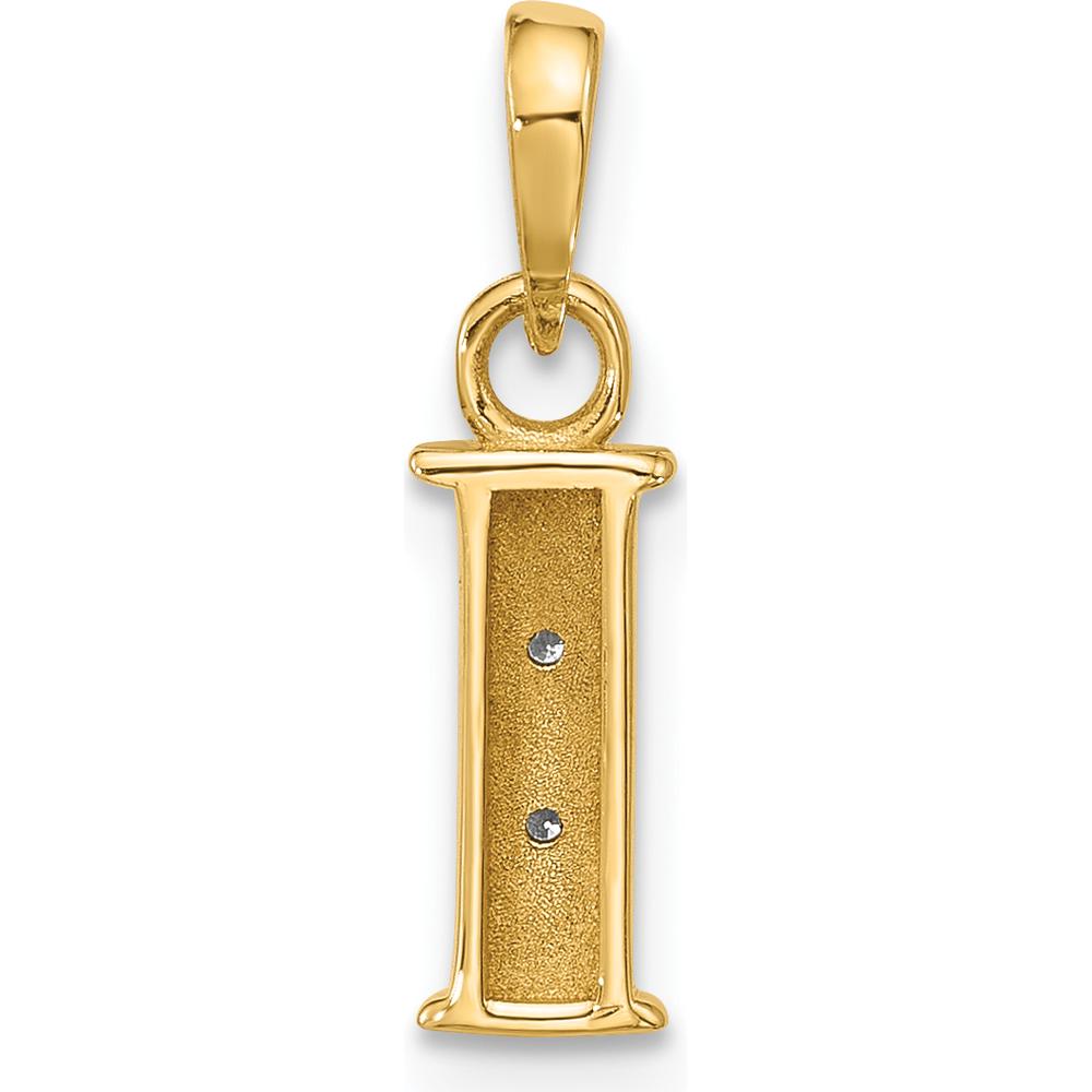 14K Yellow Gold Diamond Letter "I" Initial Pendant with Round Diamonds - 0.02 Carat Total Diamond Weight by Oro Pregiato
