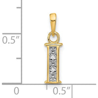 14K Yellow Gold Diamond Letter "I" Initial Pendant with Round Diamonds - 0.02 Carat Total Diamond Weight by Oro Pregiato