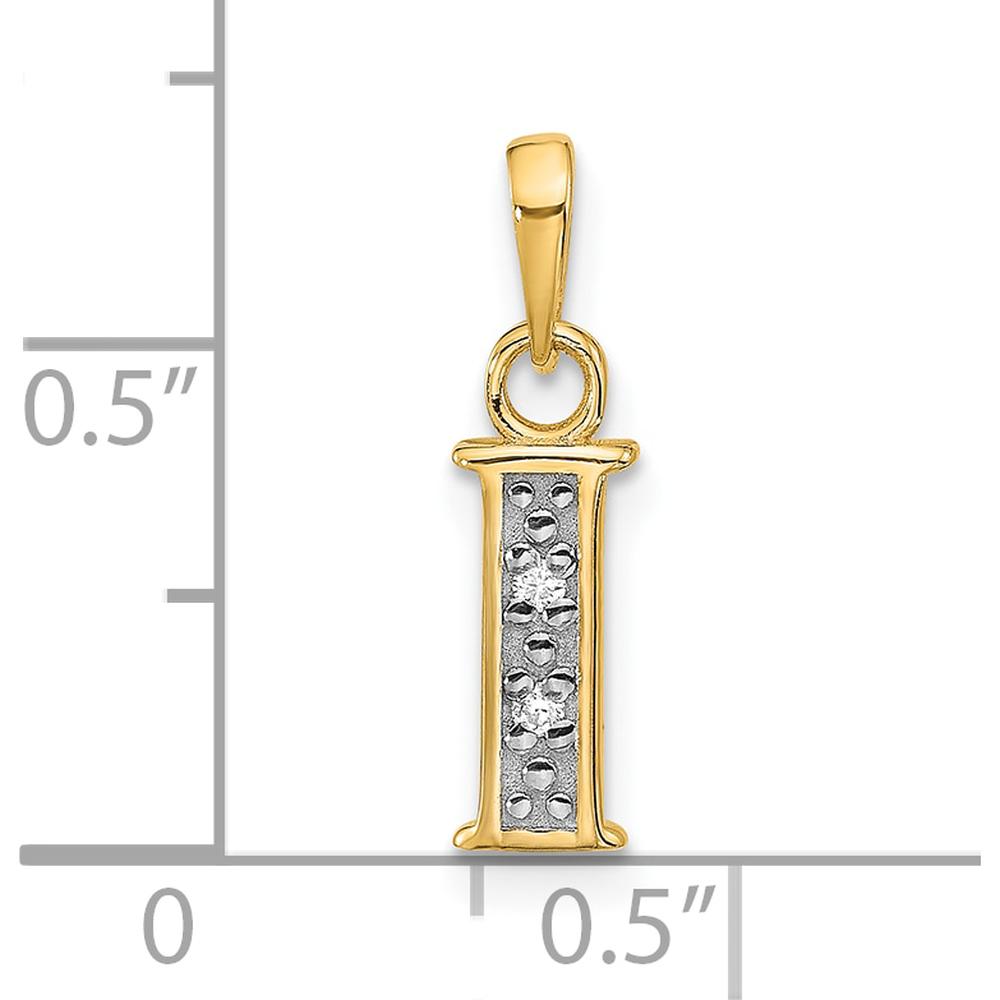 14K Yellow Gold Diamond Letter "I" Initial Pendant with Round Diamonds - 0.02 Carat Total Diamond Weight by Oro Pregiato