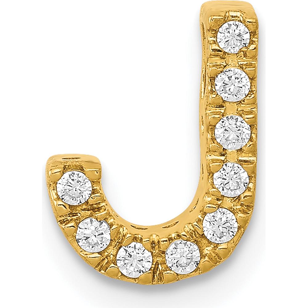 14K Yellow Gold Diamond Letter "J" Initial Charm with 9 Round Diamonds - 0.09 Carat Total Diamond Weight by Oro Pregiato