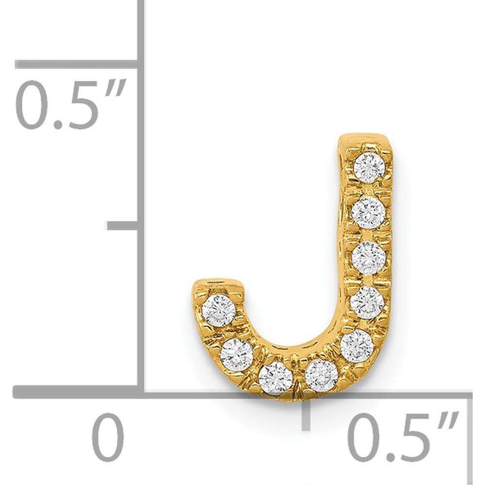 14K Yellow Gold Diamond Letter "J" Initial Charm with 9 Round Diamonds - 0.09 Carat Total Diamond Weight by Oro Pregiato