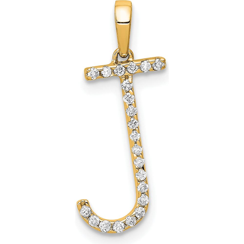 14K Yellow Gold Diamond Letter J Initial Pendant - 0.15 Carat Diamond Weight by Oro Pregiato