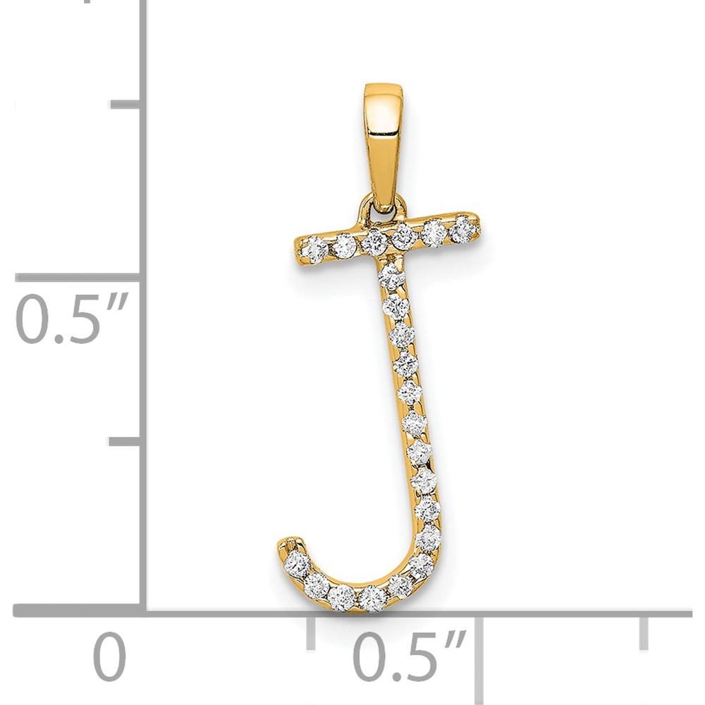 14K Yellow Gold Diamond Letter J Initial Pendant - 0.15 Carat Diamond Weight by Oro Pregiato