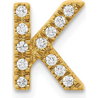 14K Yellow Gold Diamond Letter K Initial Charm with 12 Round Diamonds - 0.01 Carat Total Diamond Weight by Oro Pregiato
