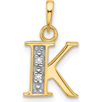 14K Yellow Gold Diamond Letter K Initial Pendant - 0.02 Carat Total Diamond Weight by Oro Pregiato