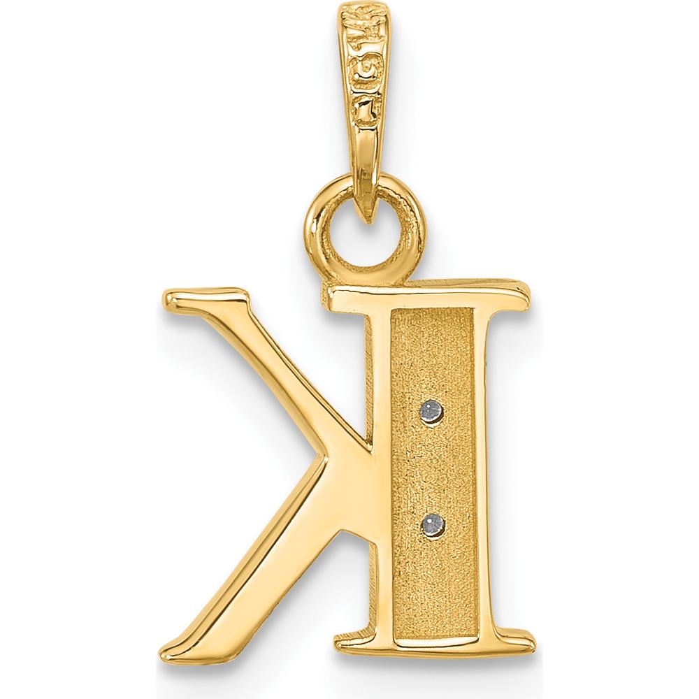 14K Yellow Gold Diamond Letter K Initial Pendant - 0.02 Carat Total Diamond Weight by Oro Pregiato