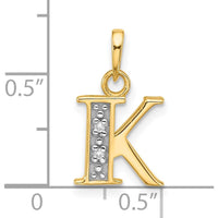 14K Yellow Gold Diamond Letter K Initial Pendant - 0.02 Carat Total Diamond Weight by Oro Pregiato