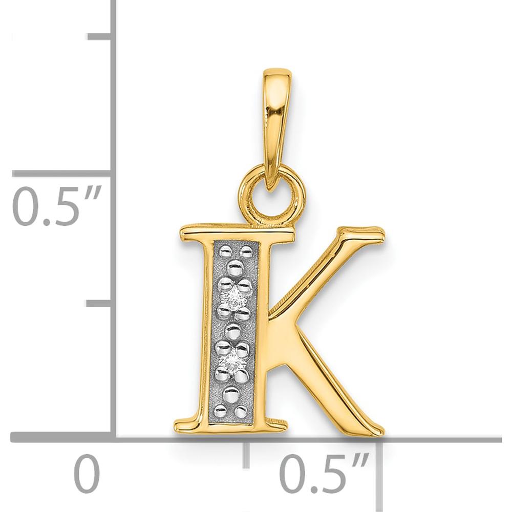 14K Yellow Gold Diamond Letter K Initial Pendant - 0.02 Carat Total Diamond Weight by Oro Pregiato