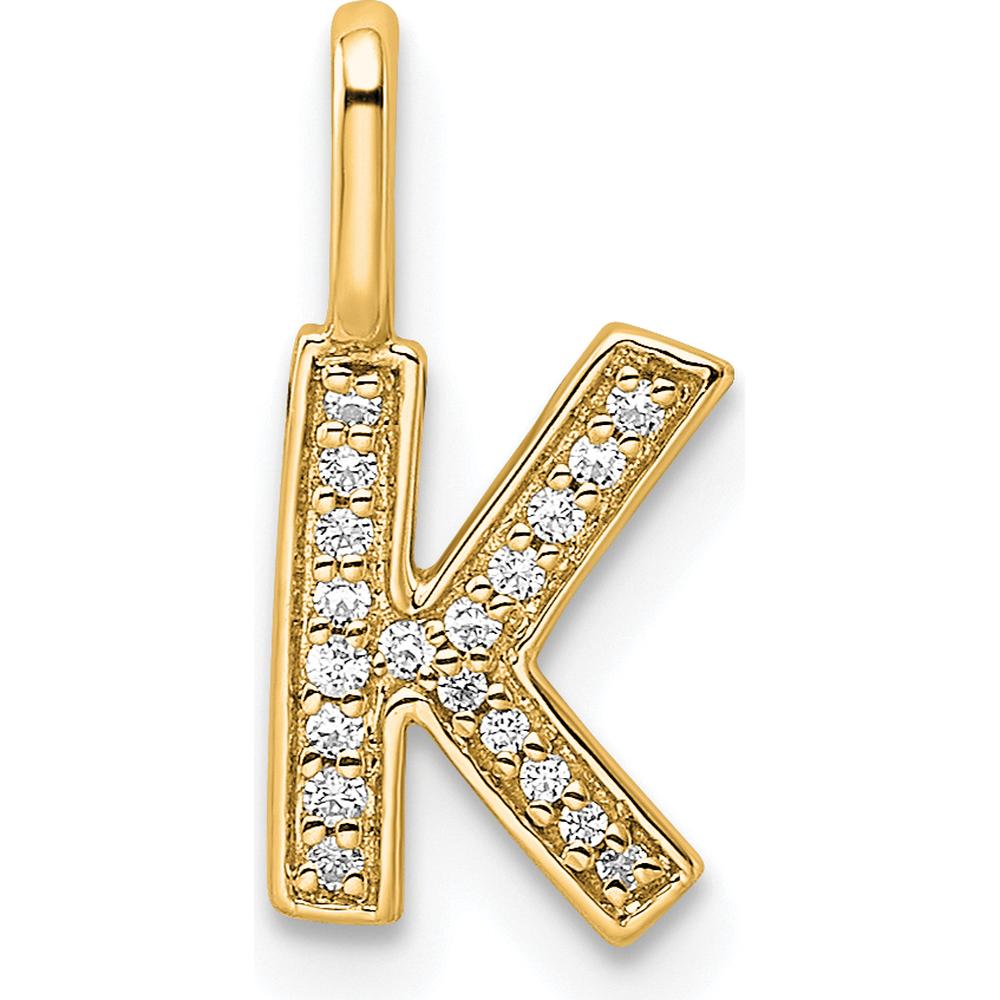 14K Yellow Gold Diamond Letter K Initial Pendant - Sparkling Diamond Detail by Oro Pregiato