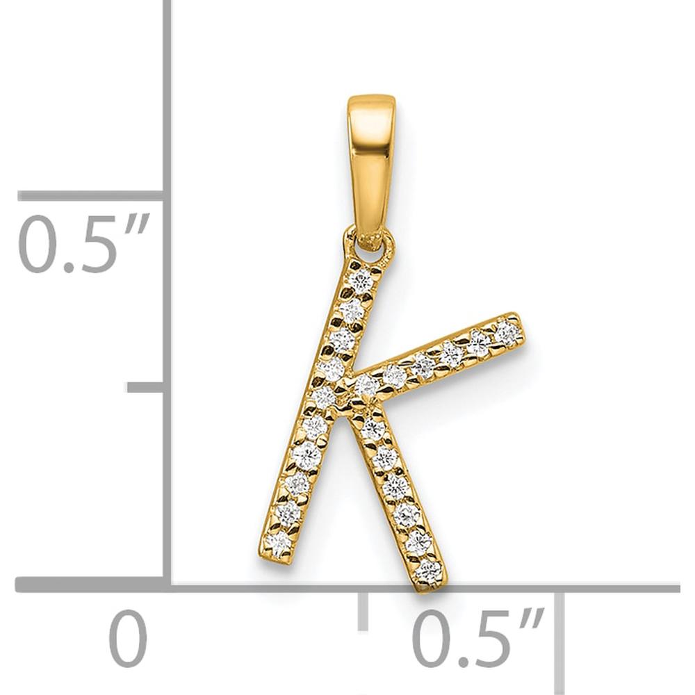 14K Yellow Gold Diamond Letter K Pendant - 0.10 Carat Total Diamond Weight by Oro Pregiato