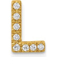 14K Yellow Gold Diamond Letter L Initial Charm with 8 Round Natural Diamonds - 0.01 Carat Total Diamond Weight by Oro Pregiato