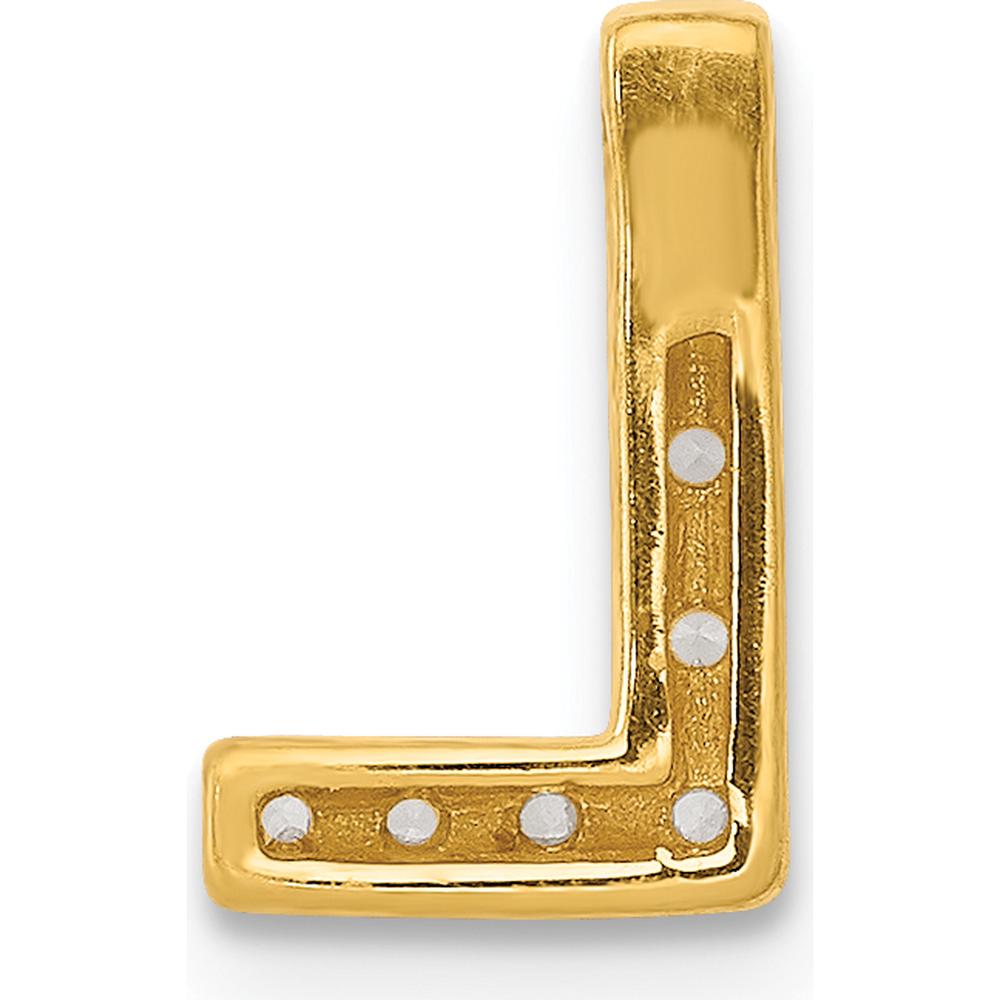 14K Yellow Gold Diamond Letter L Initial Charm with 8 Round Natural Diamonds - 0.01 Carat Total Diamond Weight by Oro Pregiato