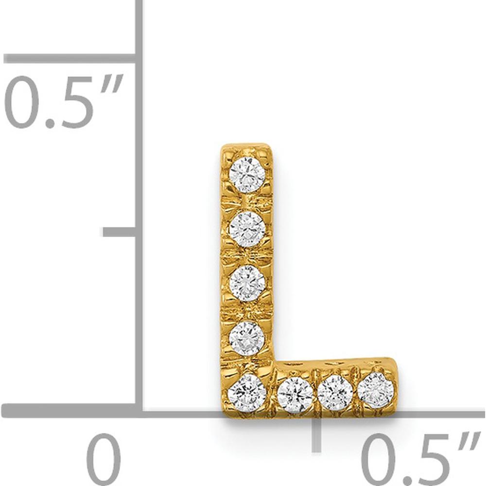 14K Yellow Gold Diamond Letter L Initial Charm with 8 Round Natural Diamonds - 0.01 Carat Total Diamond Weight by Oro Pregiato