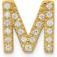 14K Yellow Gold Diamond Letter M Initial Charm with 21 Round Diamonds - 0.008 Carat Total Diamond Weight by Oro Pregiato