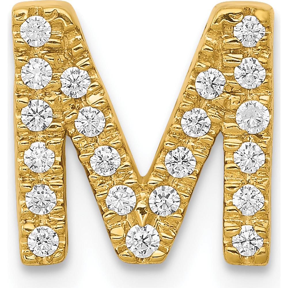 14K Yellow Gold Diamond Letter M Initial Charm with 21 Round Diamonds - 0.008 Carat Total Diamond Weight by Oro Pregiato