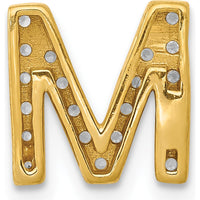14K Yellow Gold Diamond Letter M Initial Charm with 21 Round Diamonds - 0.008 Carat Total Diamond Weight by Oro Pregiato