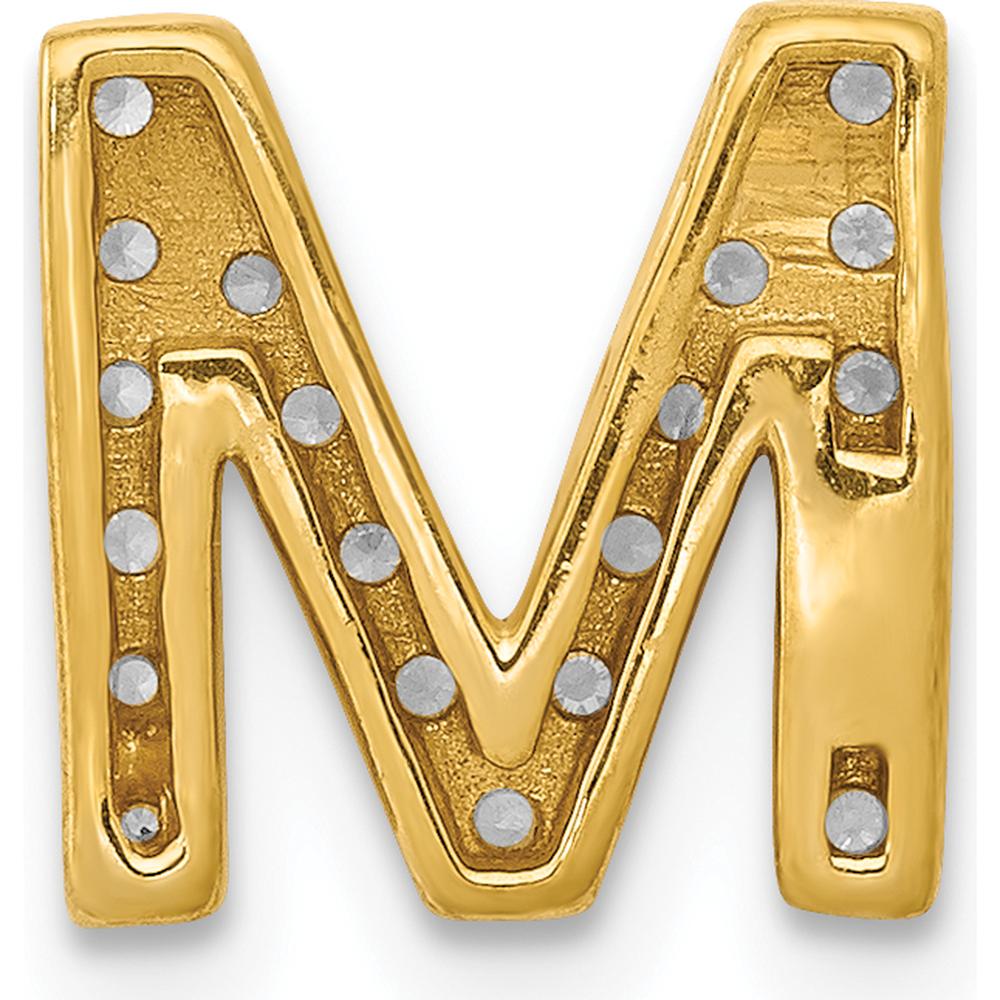 14K Yellow Gold Diamond Letter M Initial Charm with 21 Round Diamonds - 0.008 Carat Total Diamond Weight by Oro Pregiato