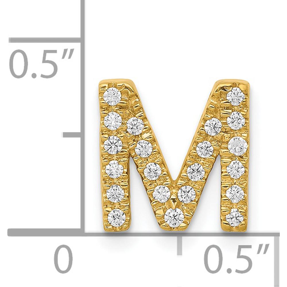 14K Yellow Gold Diamond Letter M Initial Charm with 21 Round Diamonds - 0.008 Carat Total Diamond Weight by Oro Pregiato