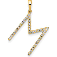 14K Yellow Gold Diamond Letter M Initial Pendant with Brilliant Diamonds by Oro Pregiato