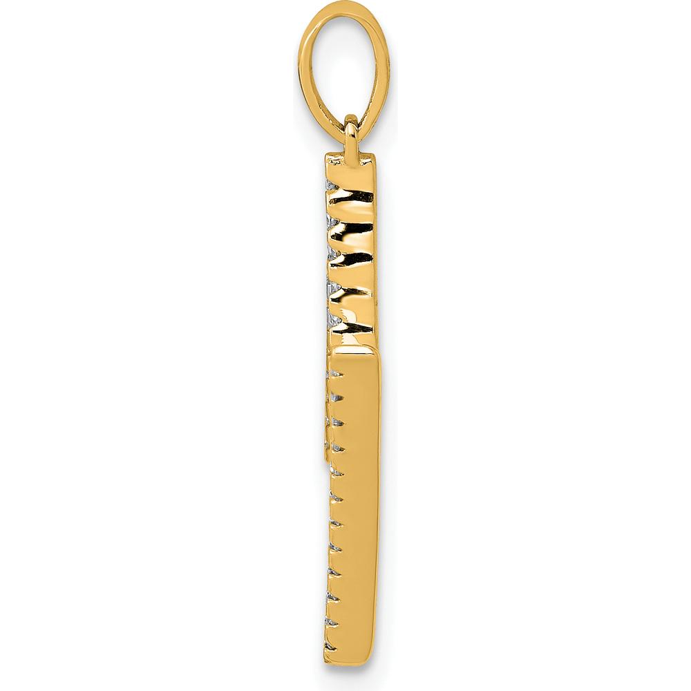 14K Yellow Gold Diamond Letter M Initial Pendant with Brilliant Diamonds by Oro Pregiato