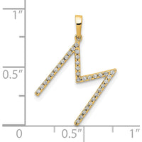 14K Yellow Gold Diamond Letter M Initial Pendant with Brilliant Diamonds by Oro Pregiato
