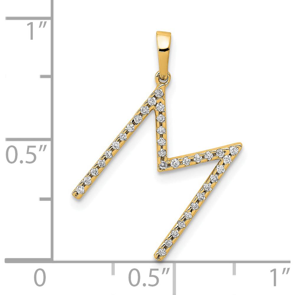 14K Yellow Gold Diamond Letter M Initial Pendant with Brilliant Diamonds by Oro Pregiato