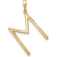 14K Yellow Gold Diamond Letter M Initial Pendant with Brilliant Diamonds by Oro Pregiato