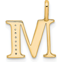 14K Yellow Gold Diamond Letter M Initial Pendant with Pavé Diamond Accents by Oro Pregiato