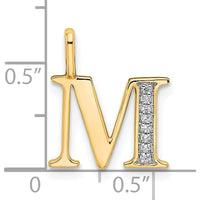 14K Yellow Gold Diamond Letter M Initial Pendant with Pavé Diamond Accents by Oro Pregiato