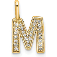 14K Yellow Gold Diamond Letter M Initial Pendant with Sparkling Diamonds by Oro Pregiato