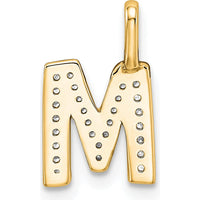 14K Yellow Gold Diamond Letter M Initial Pendant with Sparkling Diamonds by Oro Pregiato