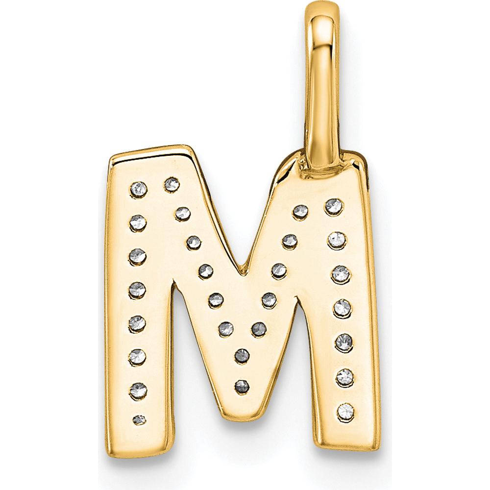 14K Yellow Gold Diamond Letter M Initial Pendant with Sparkling Diamonds by Oro Pregiato