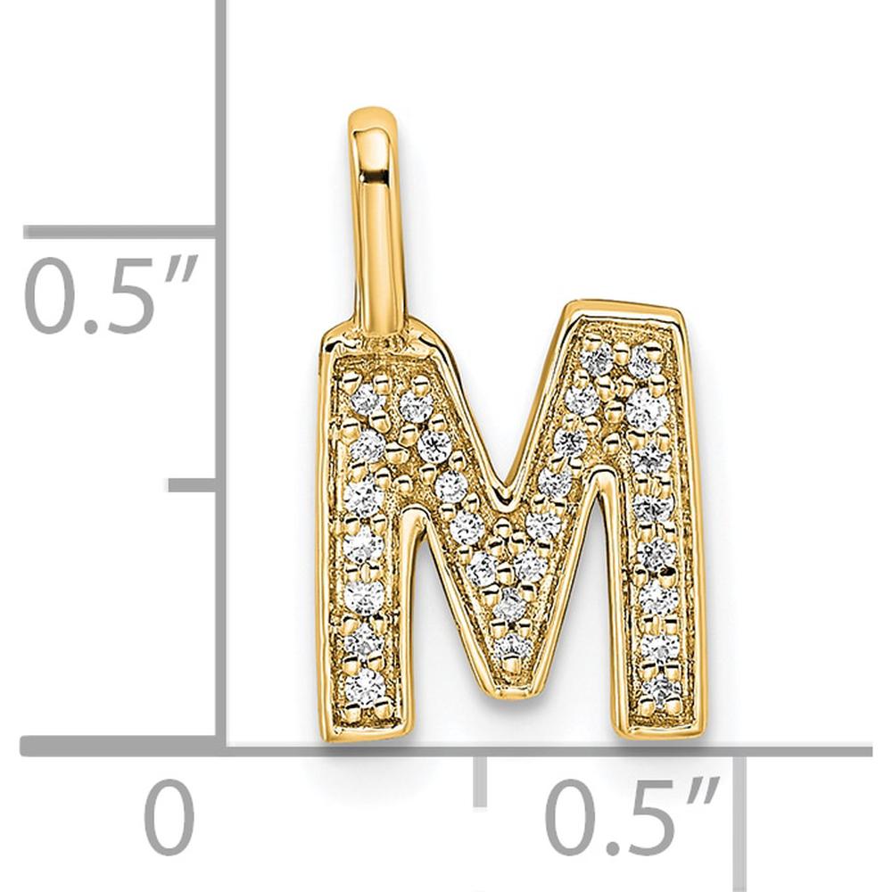 14K Yellow Gold Diamond Letter M Initial Pendant with Sparkling Diamonds by Oro Pregiato