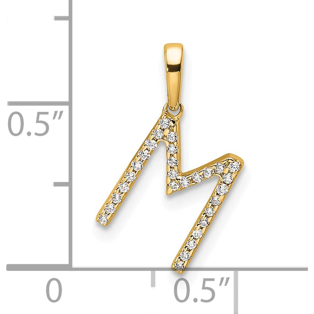 14K Yellow Gold Diamond Letter M Pendant - Personalized Initial Necklace with Sparkling Diamonds by Oro Pregiato